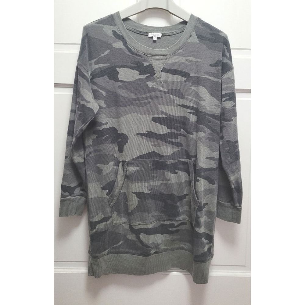 Splendid Women's Long Sleeve Courtside Sweatshirt Mini Dress - Gray Camo - XS